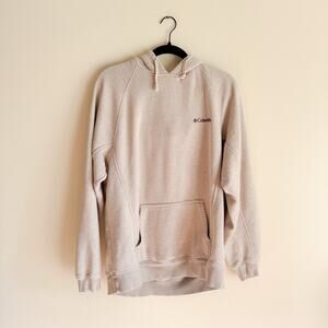 Columbia Beige Cream Hooded Sweatshirt Mens Medium Work Hoodie Gorp Outdoor
